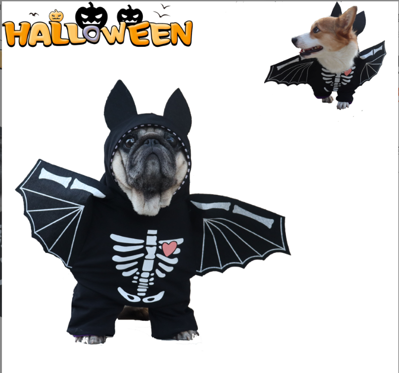 Halloween Dog Outfit  Pet Bat Skeleton Costume